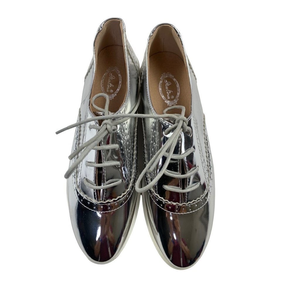 Italina Women's Silver Platform Shoes - Picture 4 of 6